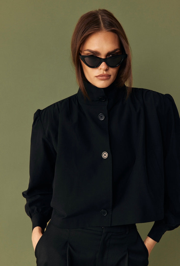 The Draped Bomber Jacket - Black