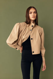 The Draped Bomber Jacket - Camel