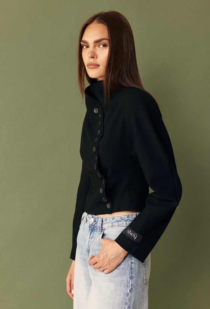 The Tailored Button Jacket - Black