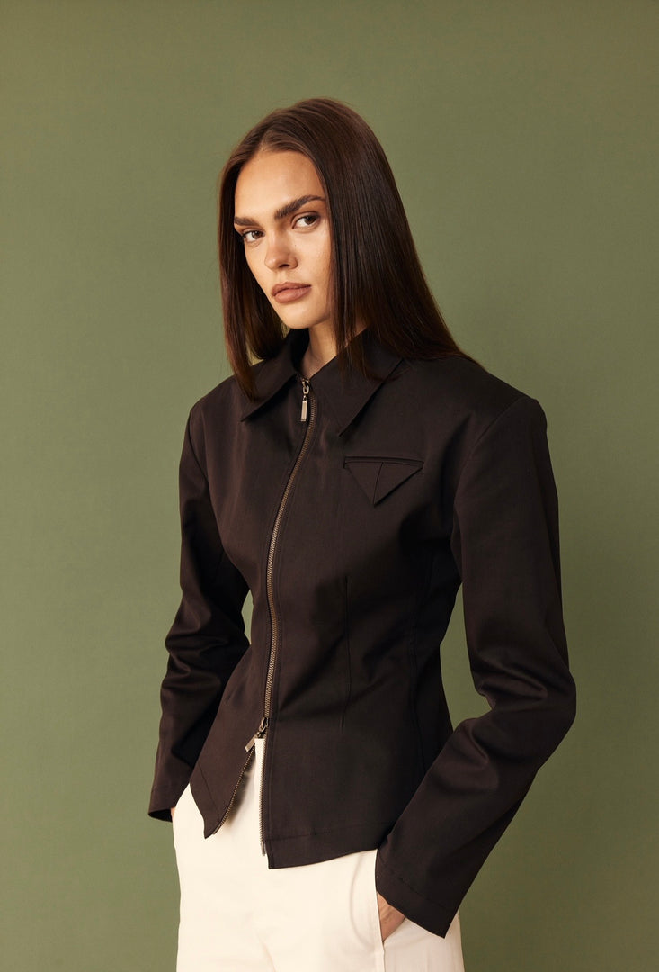 The Sculpt Jacket - Dark Brown