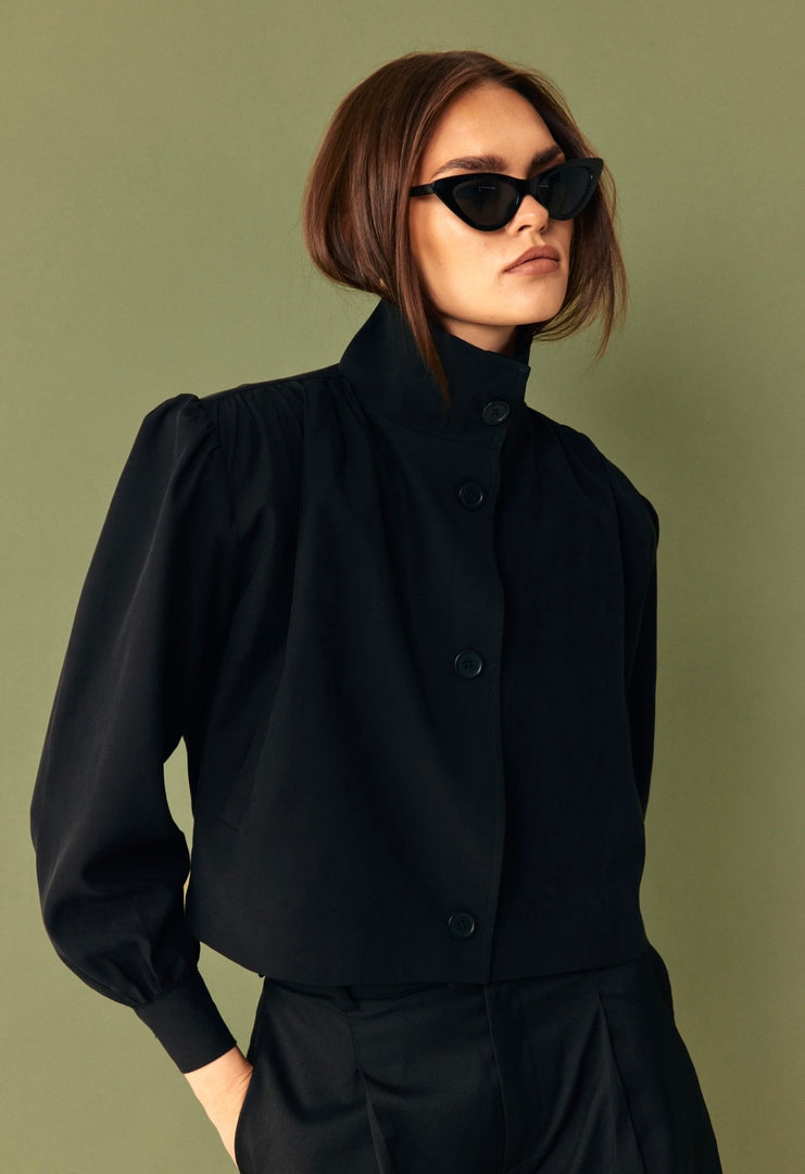The Draped Bomber Jacket - Black