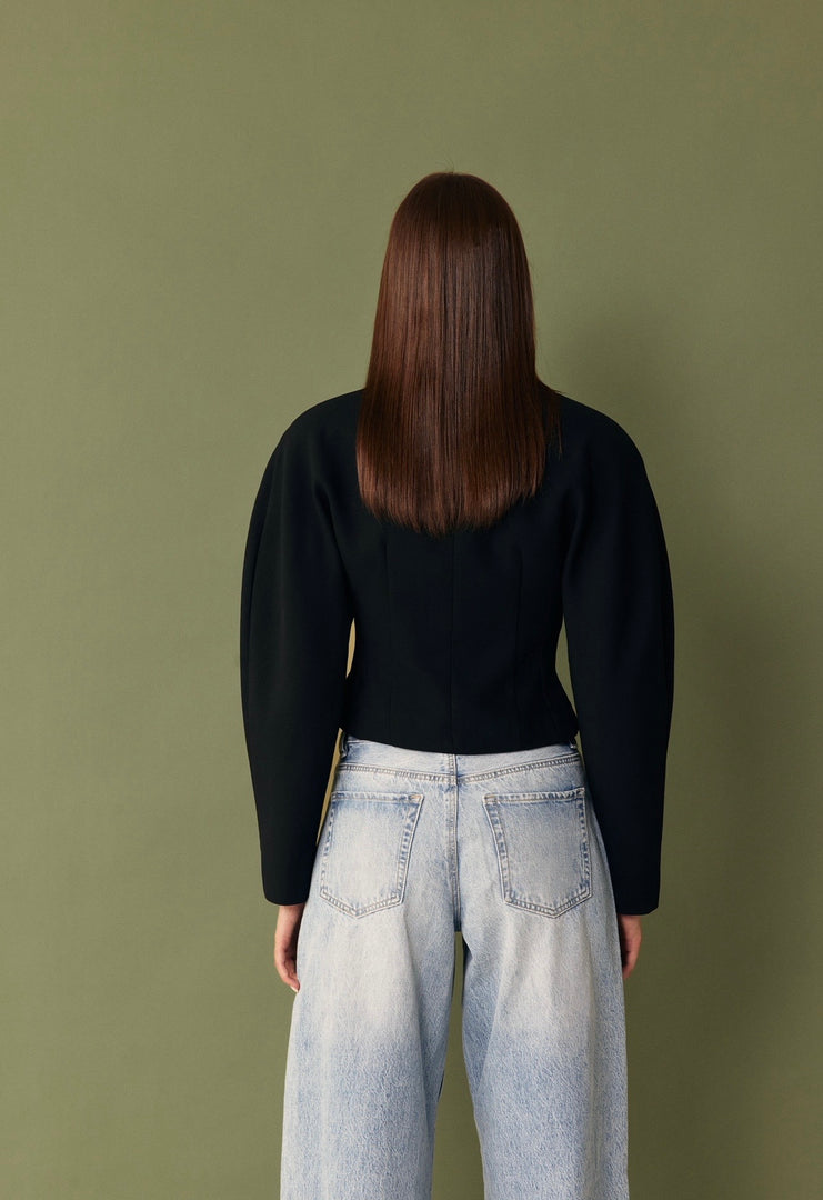 The Tailored Button Jacket - Black