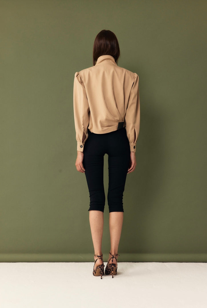 The Draped Bomber Jacket - Camel