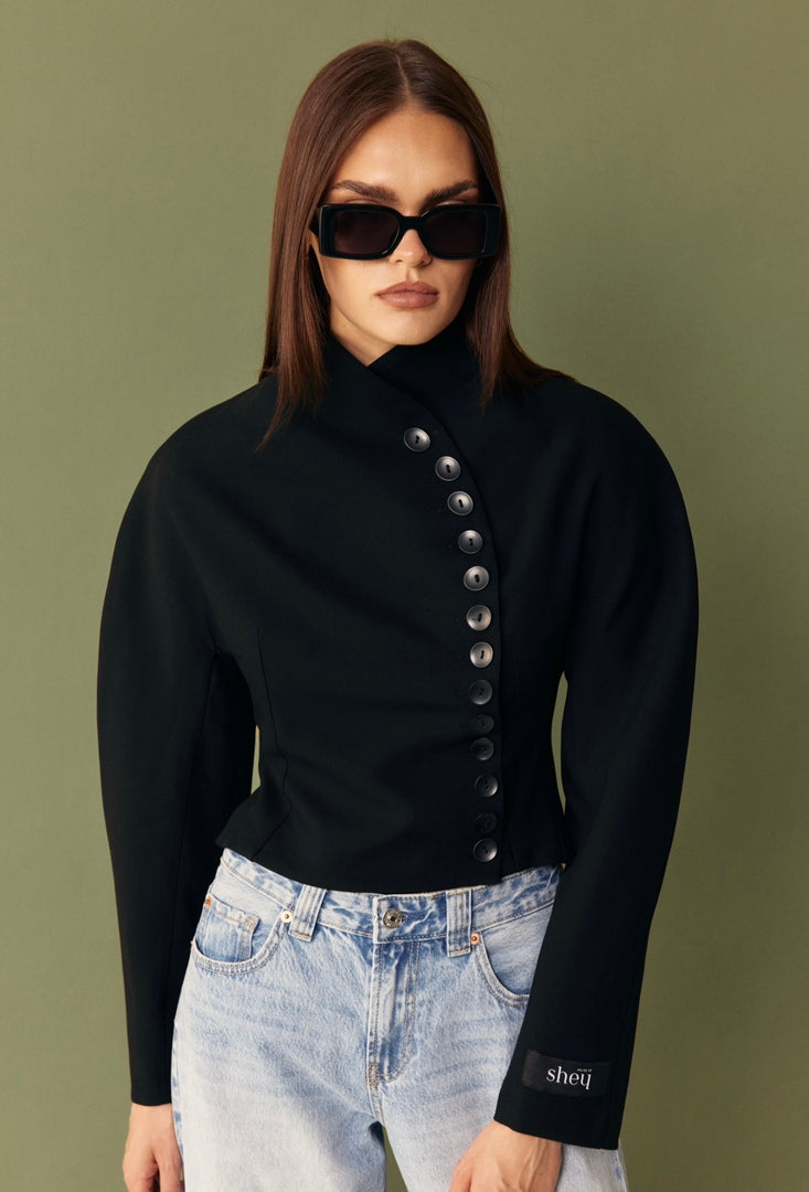The Tailored Button Jacket - Black