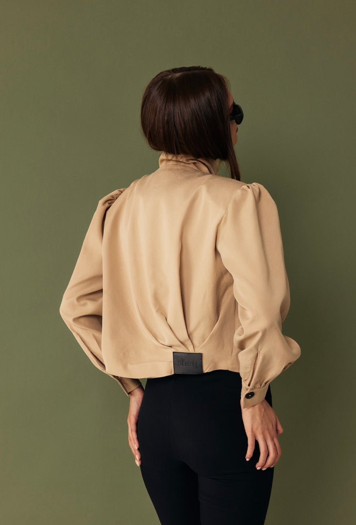 The Draped Bomber Jacket - Camel