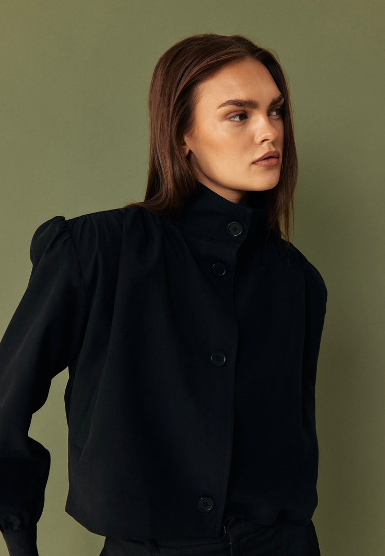 The Draped Bomber Jacket - Black