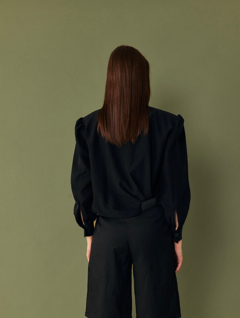 The Draped Bomber Jacket - Black