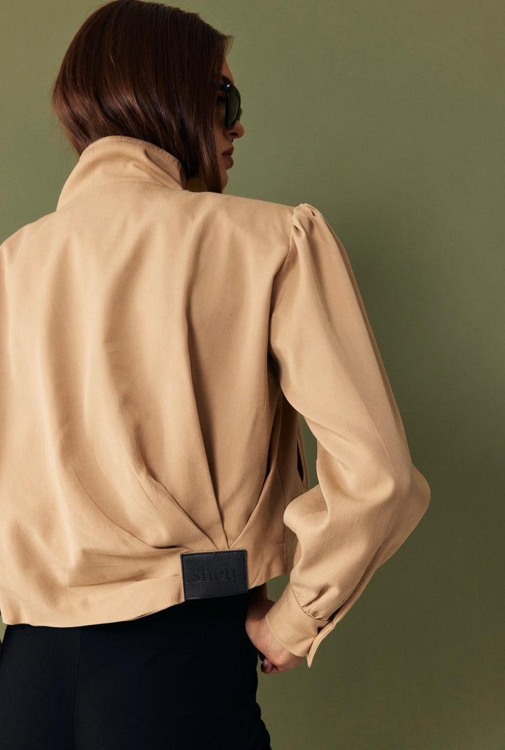 The Draped Bomber Jacket - Camel