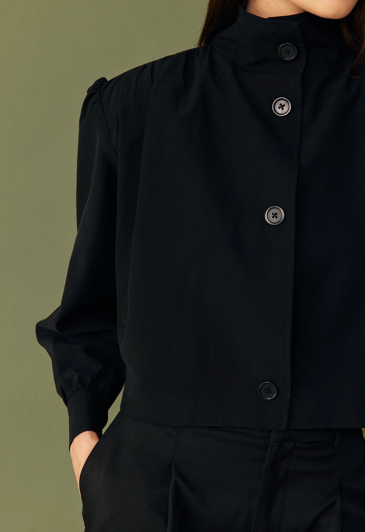 The Draped Bomber Jacket - Black