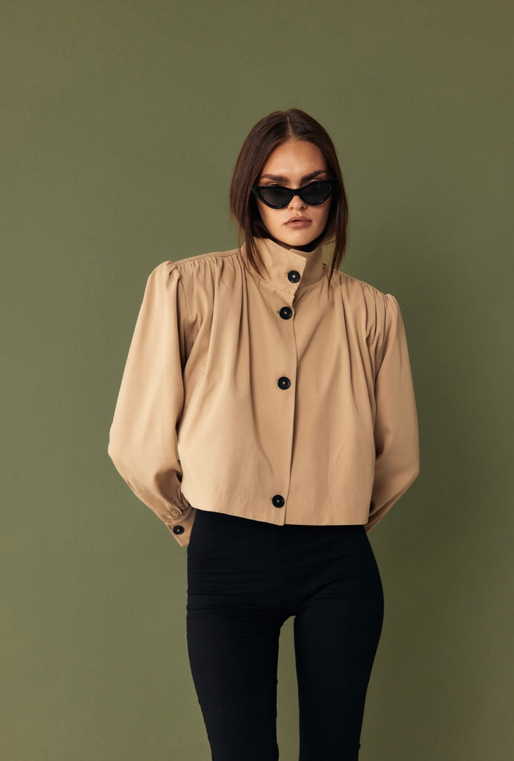 The Draped Bomber Jacket - Camel