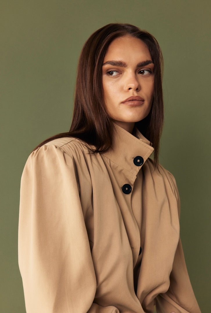 The Draped Bomber Jacket - Camel