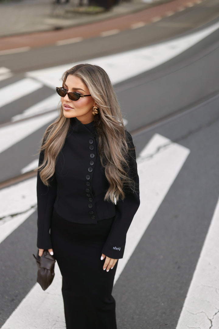 The Tailored Button Jacket - Black