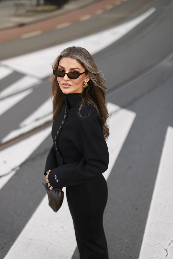 The Tailored Button Jacket - Black