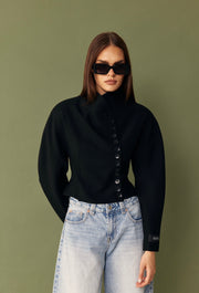 The Tailored Button Jacket - Black