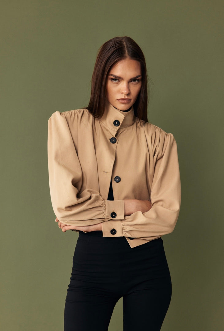 The Draped Bomber Jacket - Camel