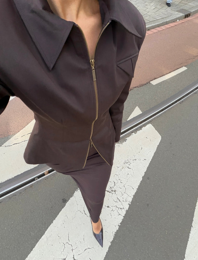 The Sculpt Jacket - Dark Brown