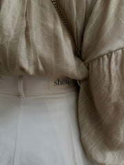 PLEATED WIDE LEG TROUSERS - BEIGE