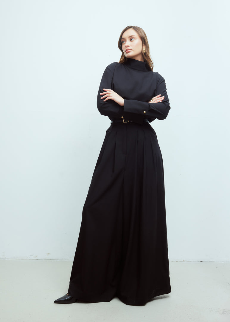 Pleated Wide Leg Trousers