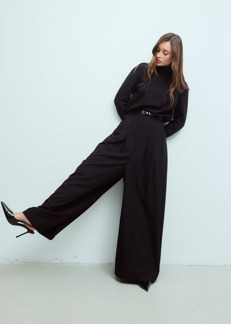 Pleated Wide Leg Trousers