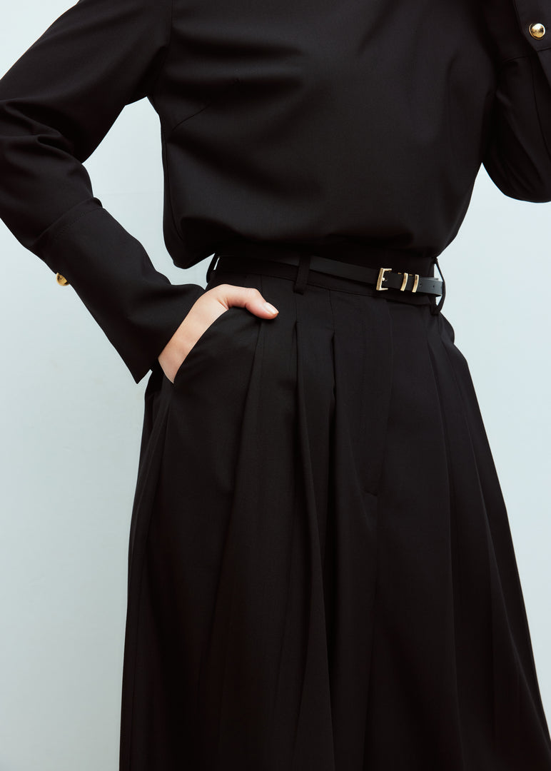 Pleated Wide Leg Trousers