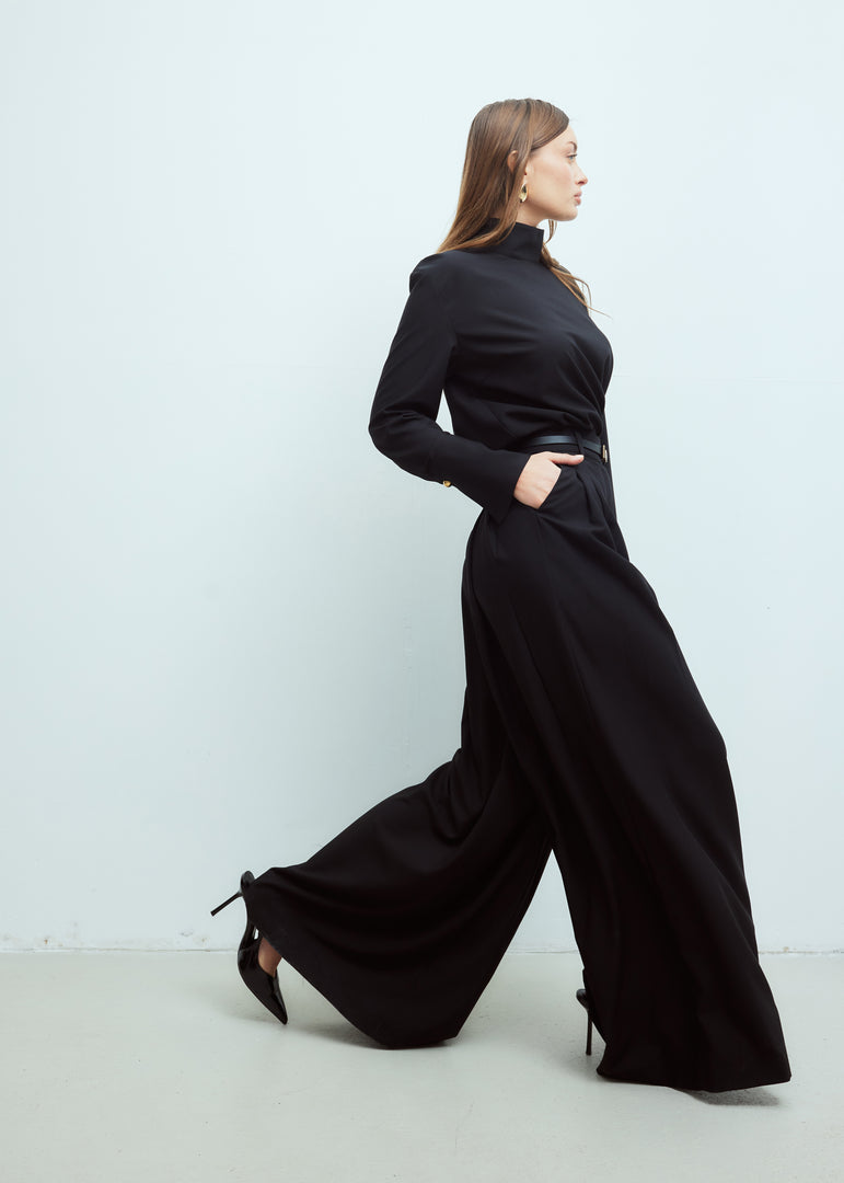 Pleated Wide Leg Trousers