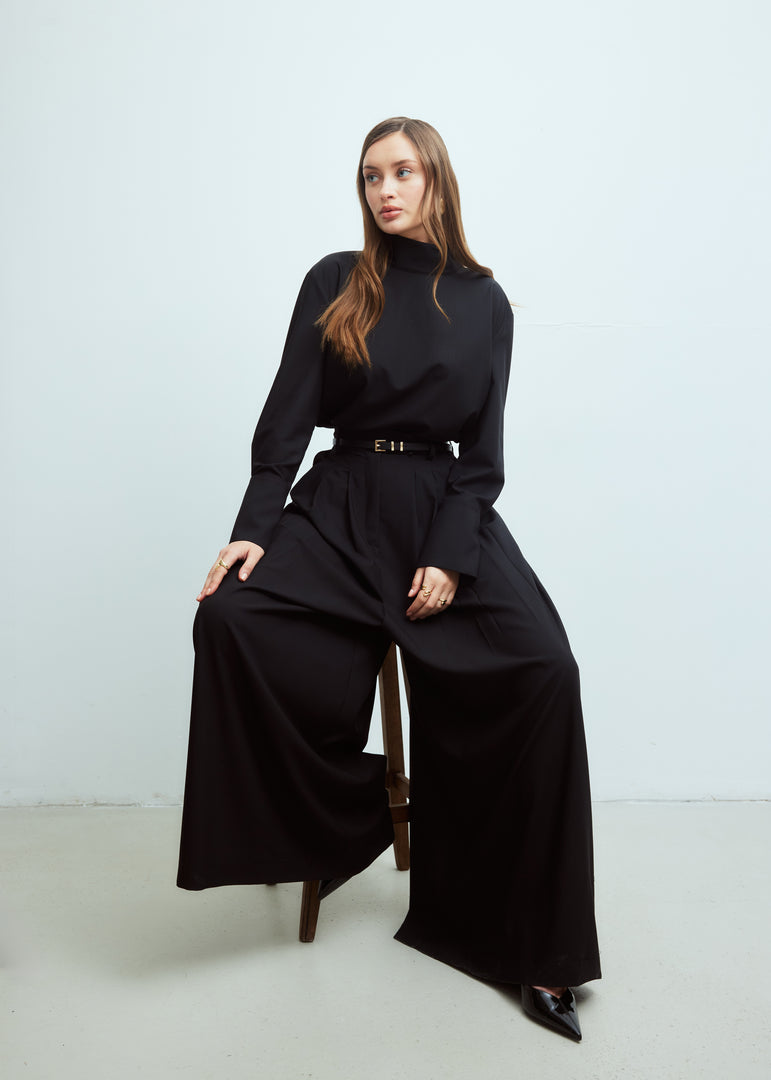 Pleated Wide Leg Trousers