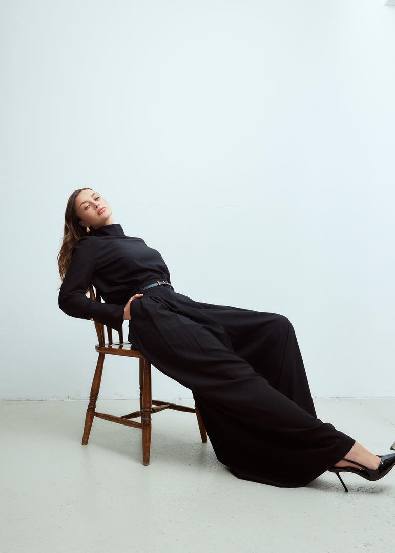 Pleated Wide Leg Trousers