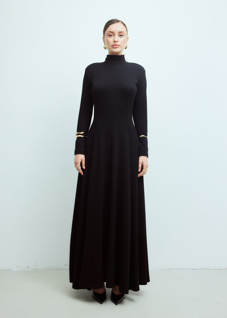 High Neck Maxi Dress Black