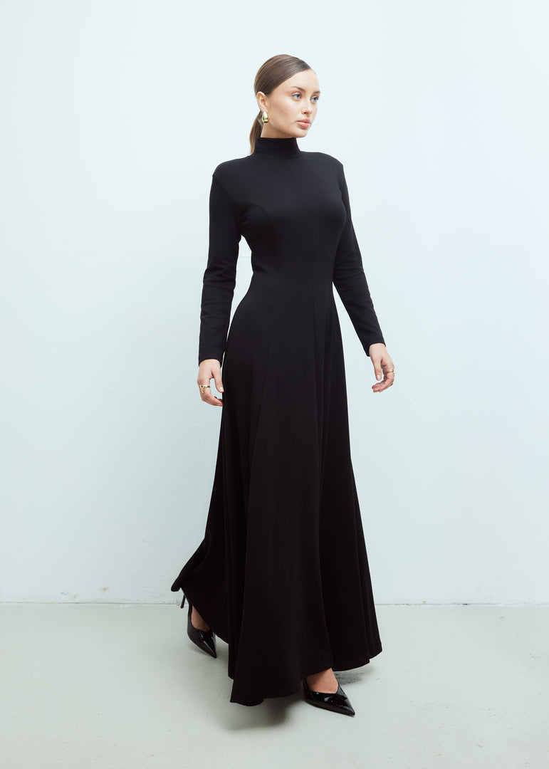 High Neck Maxi Dress Black