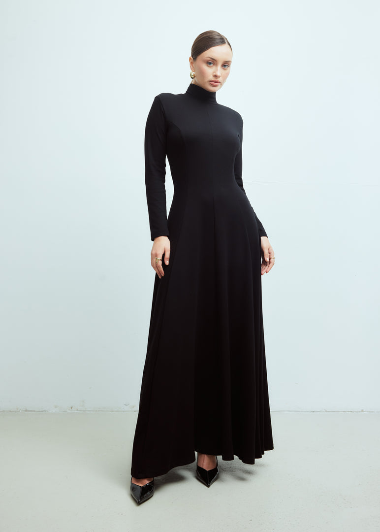 High Neck Maxi Dress Black