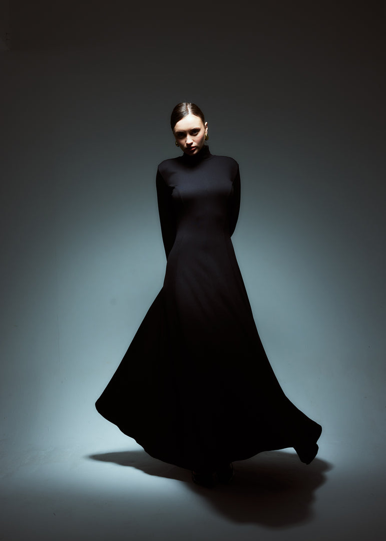 High Neck Maxi Dress Black