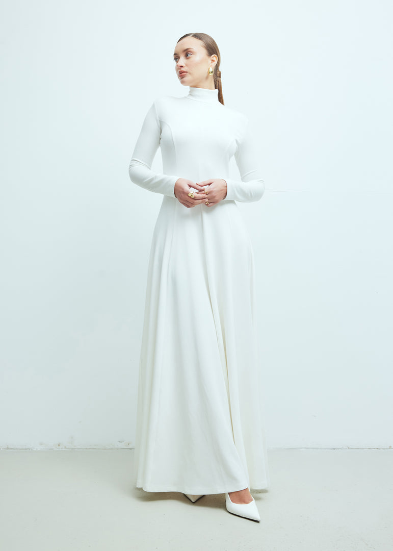 (PRE ORDER) High Neck Maxi Dress White