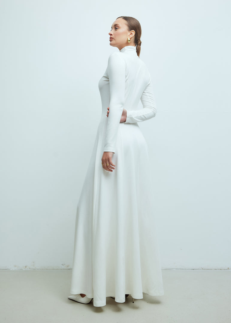 (PRE ORDER) High Neck Maxi Dress White
