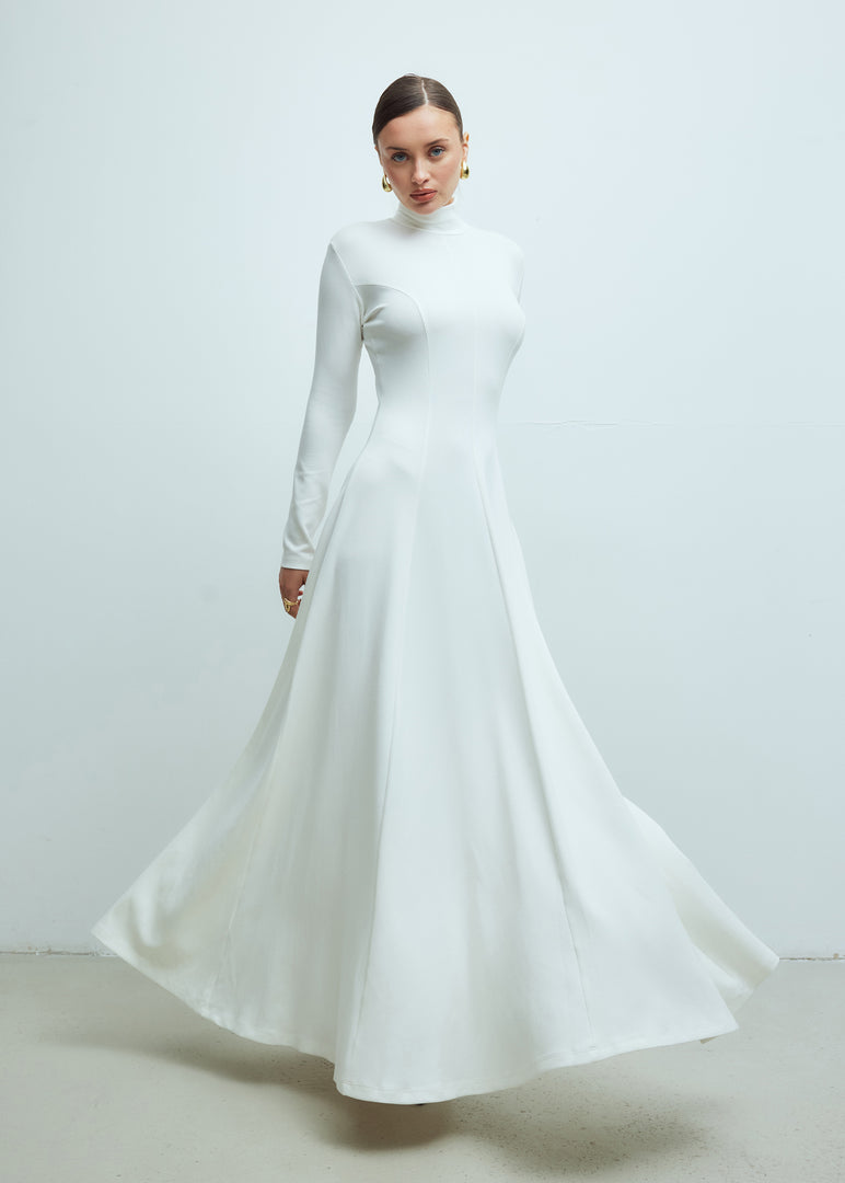 (PRE ORDER) High Neck Maxi Dress White