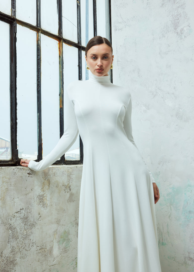 (PRE ORDER) High Neck Maxi Dress White