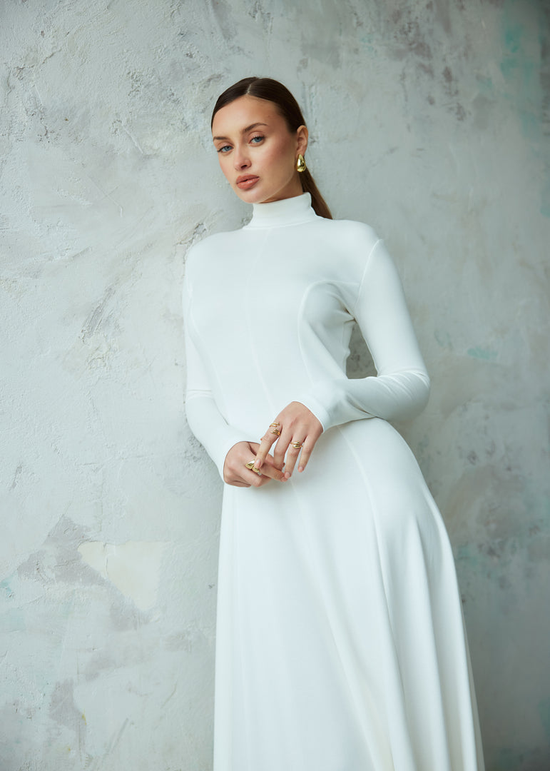 (PRE ORDER) High Neck Maxi Dress White